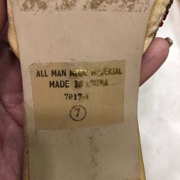 Heeled mule slippers, embroidery & beads, Size 6.5 - Picture 7 of 11